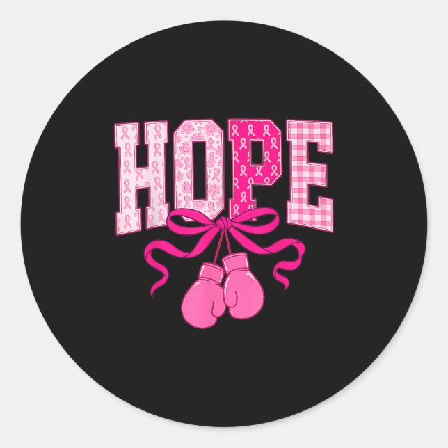 Sticker Rond Hope Pink Ribbon Gants en boîte Cancer du sein ros (Devant)
