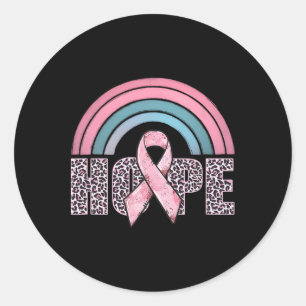 Sticker Rond Hope Pink Ribbon Leopard Sensibilisation au cancer