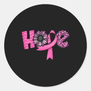 Sticker Rond Hope Pink Ribbon Leopard Sunflower Breast Cancer A