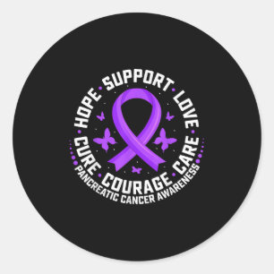 Sticker Rond Hope Support Love Purple Ribbon Cancer Pancréatiqu