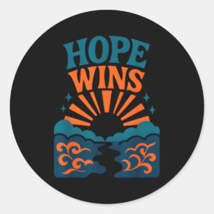 Sticker Rond Hope Wins Romains 15_13 Lever de Soleil Océan Chré