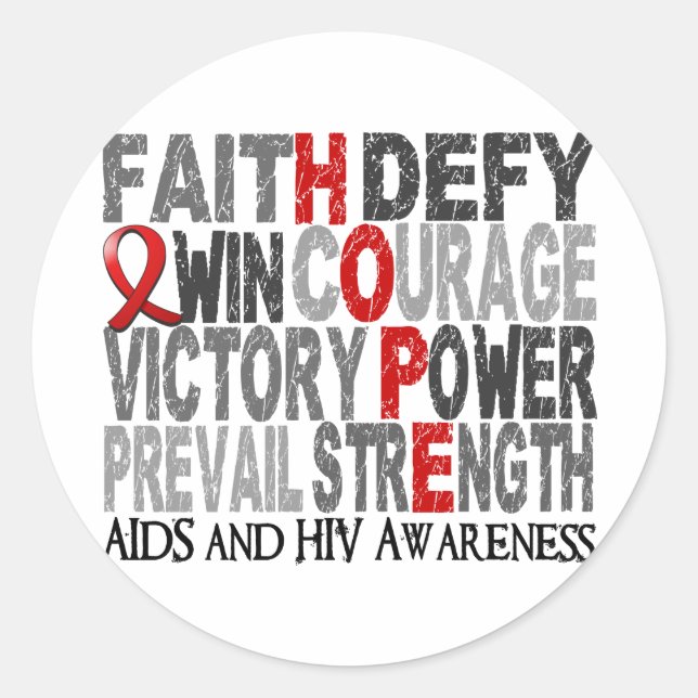 Sticker Rond Hope Word Collage SIDA (Devant)