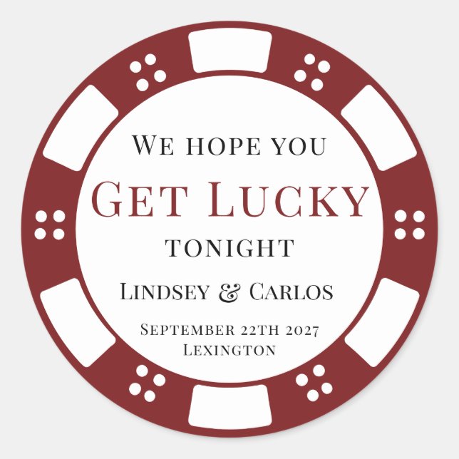 Sticker Rond Hope You Get Lucky Wedding Poker Chip (Devant)