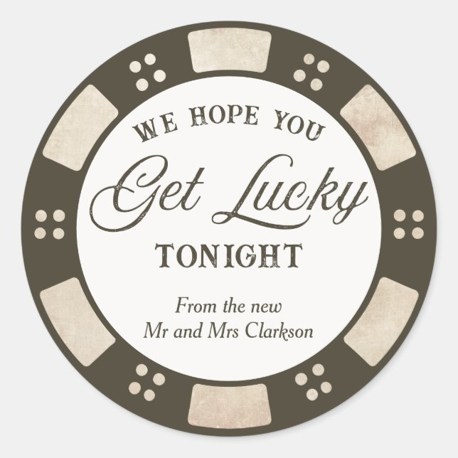 Sticker Rond Hope You Get Lucky Wedding Rustic Poker (Devant)