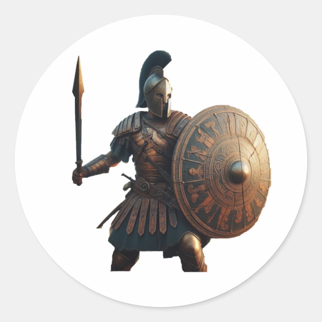 Sticker Rond Hoplite grec (Devant)