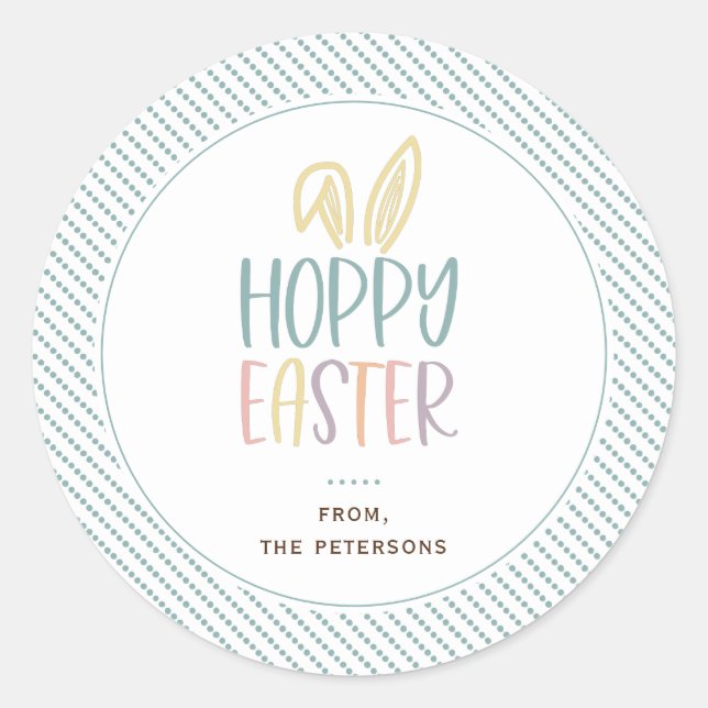 Sticker Rond Hoppy Ears Bunny Pâques (Devant)
