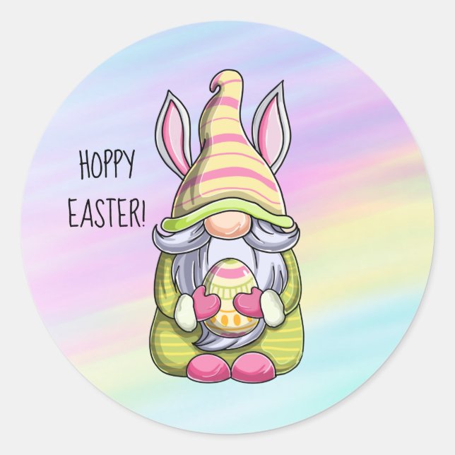 Sticker Rond Hoppy Easter Gnome (Devant)