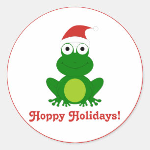 Sticker Rond Hoppy Holidays Père Noël Frog