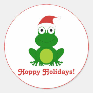 Sticker Rond Hoppy Holidays Père Noël Frog