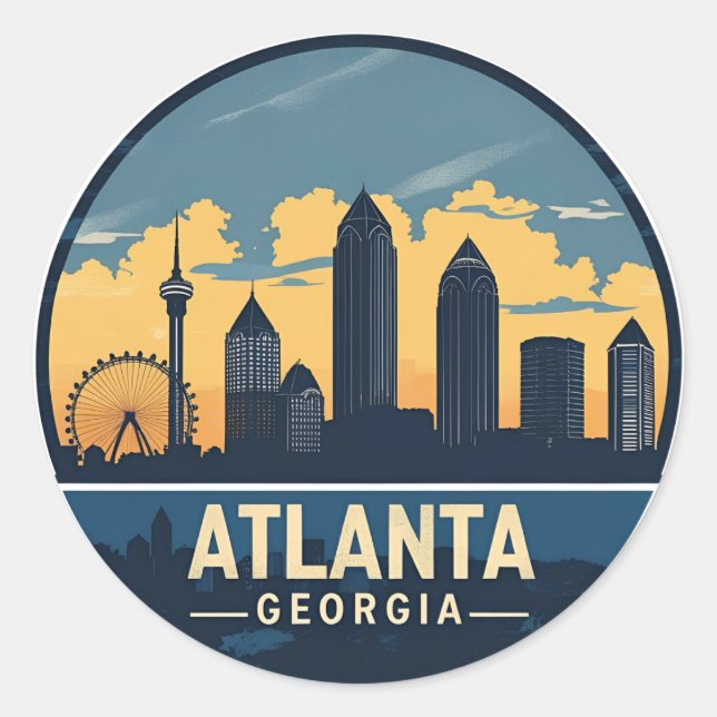 Sticker Rond Horizon d'Atlanta Géorgie (Devant)