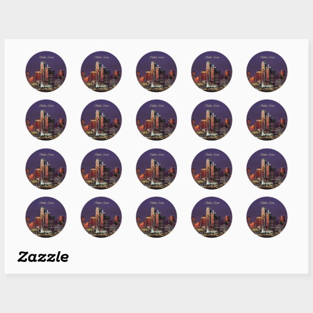 Sticker Rond Horizon de Dallas, Texas (Feuille)