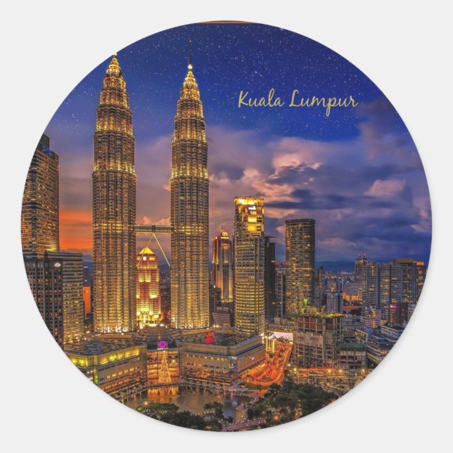 Sticker Rond Horizon de Kuala Lumpur la nuit (Devant)