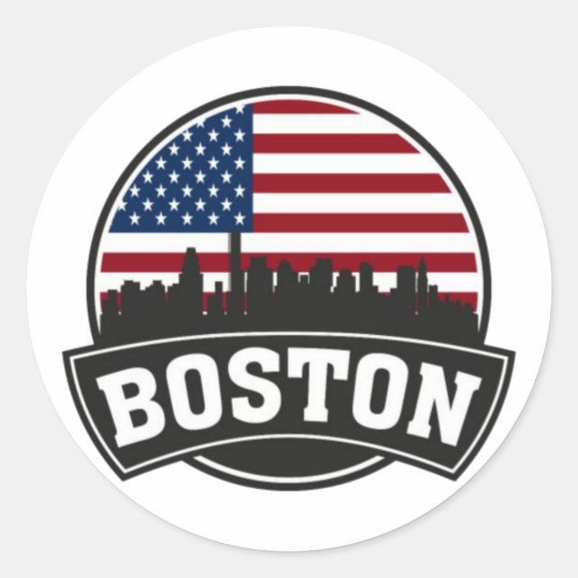 Sticker Rond Horizon de la ville de Boston, horizon de Boston m (Devant)