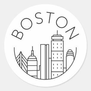 Sticker Rond Horizon de la ville de Boston, horizon de Boston m