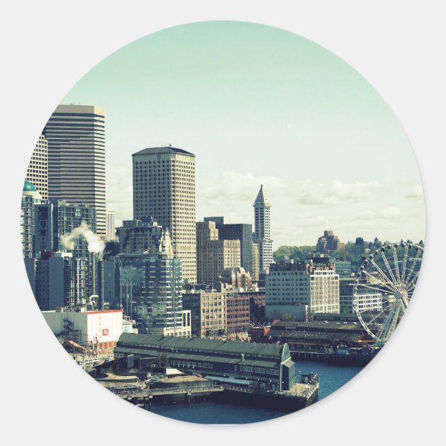 Sticker Rond Horizon de Seattle (Devant)
