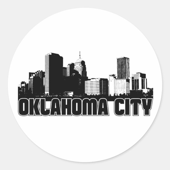 Sticker Rond Horizon de Ville d'Oklahoma (Devant)
