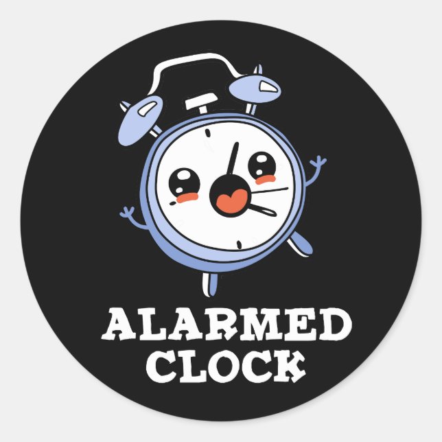 Sticker Rond Horloge Alarmée Funky Alarme Horloge Pun Dark BG (Devant)