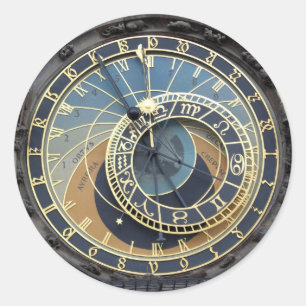 Sticker Rond Horloge astronomique ou Prague Orloj