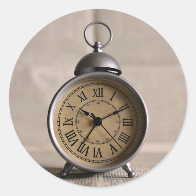 Sticker Rond Horloge d'alarme avec chiffres romains (Devant)