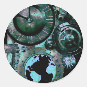 Sticker Rond Horloge de Steampunk