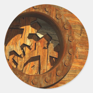 Sticker Rond horloge en bois