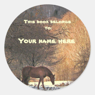 Sticker Rond Horloge en hiver