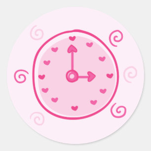 Sticker Rond Horloge mignonne et spirales