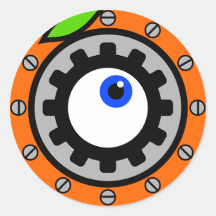 Sticker Rond Horloge orange