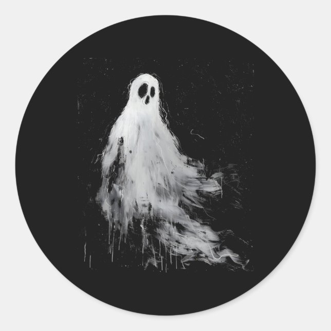 Sticker Rond Horreur fantôme Éffrayante effroi Halloween Grunge (Devant)