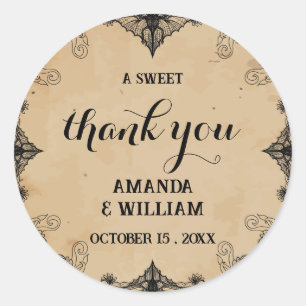 Sticker Rond horreur gothique Merci Mariage cool vintage