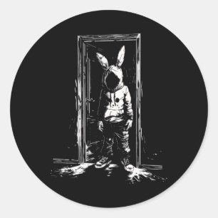 Sticker Rond Horreur Lapin Masque Homme Rabbit Alt Goth Slasher