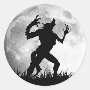 Sticker Rond Horreur Werewolf Pleine lune Transformation - Cool