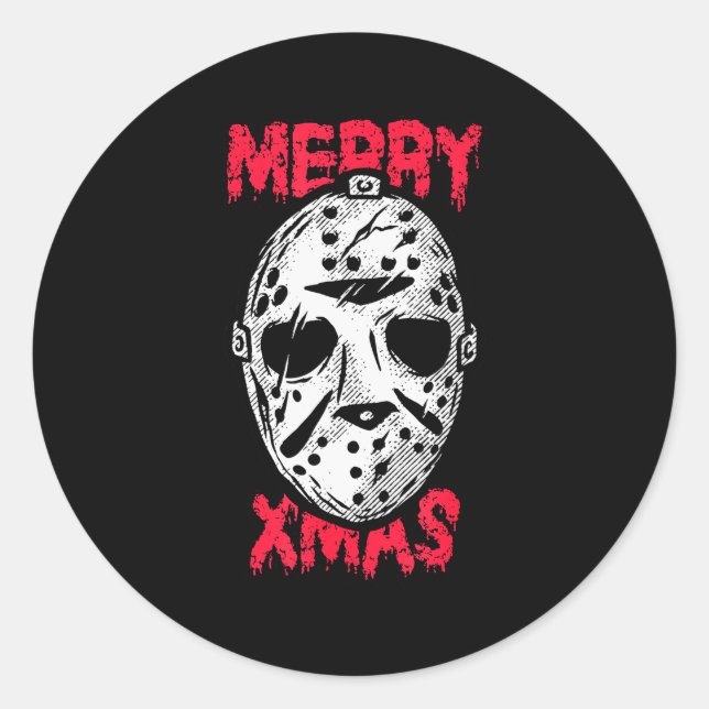 Sticker Rond Horror Christmas Merry Xmas Mask  (Devant)