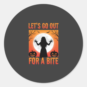 Sticker Rond Horror Halloween Sortons Pour Une Morsure