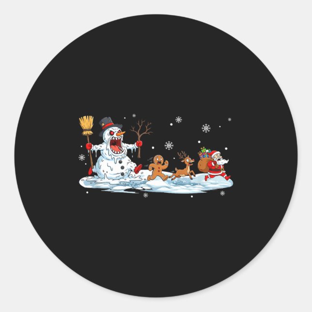 Sticker Rond Horror Snowman Christmas Reindeer Gingerbread Sant (Devant)