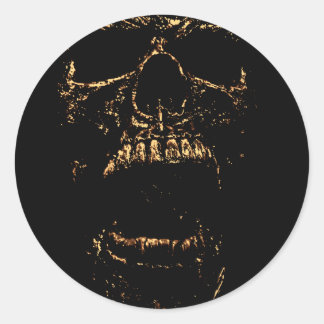 Sticker Rond Horrorthing Golden Skull