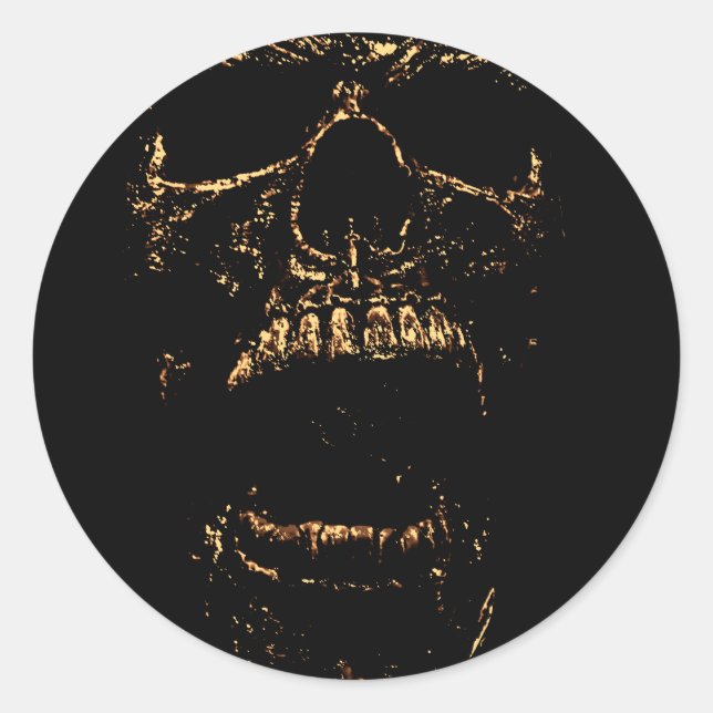 Sticker Rond Horrorthing Golden Skull (Devant)