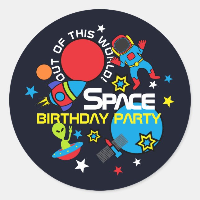 Sticker Rond Hors de ce monde !, Anniversaire (Devant)