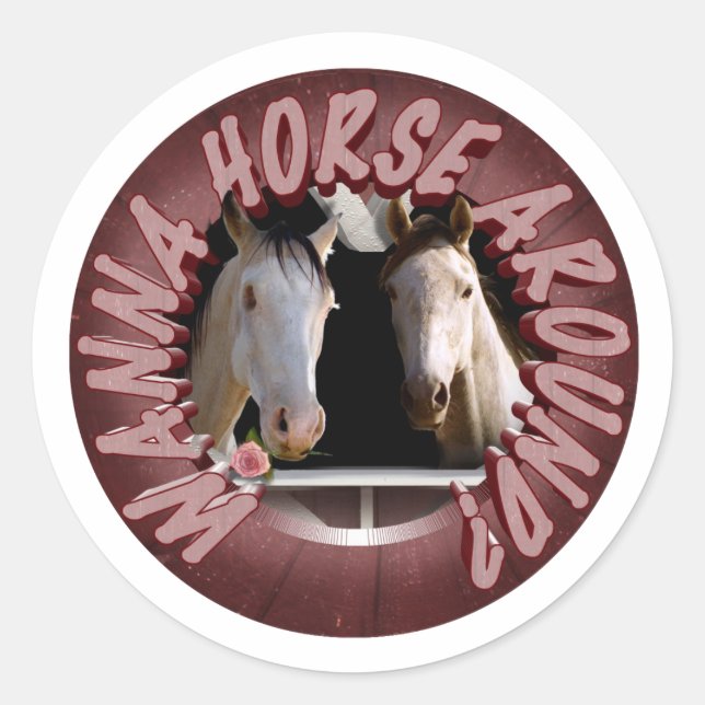 Sticker Rond Horse Around Valentine's Day (Devant)