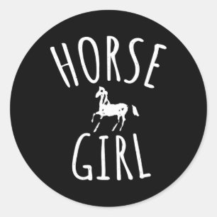 Sticker Rond Horse Girl Horseback équitation mignonne