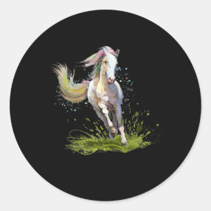 Sticker Rond Horse Lover Rodeo Horseback Riding Equestrian Hors
