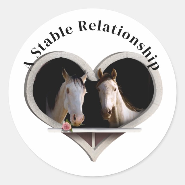Sticker Rond Horse Lovers Valentine's Day (Devant)