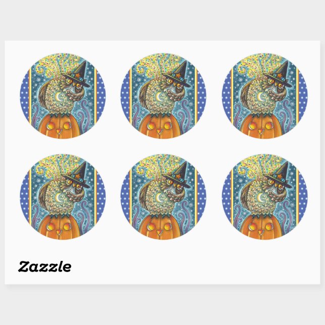 STICKER ROND HORSEMAN OWL SANS TÊTE, OISEAU COUCHANT (Feuille)