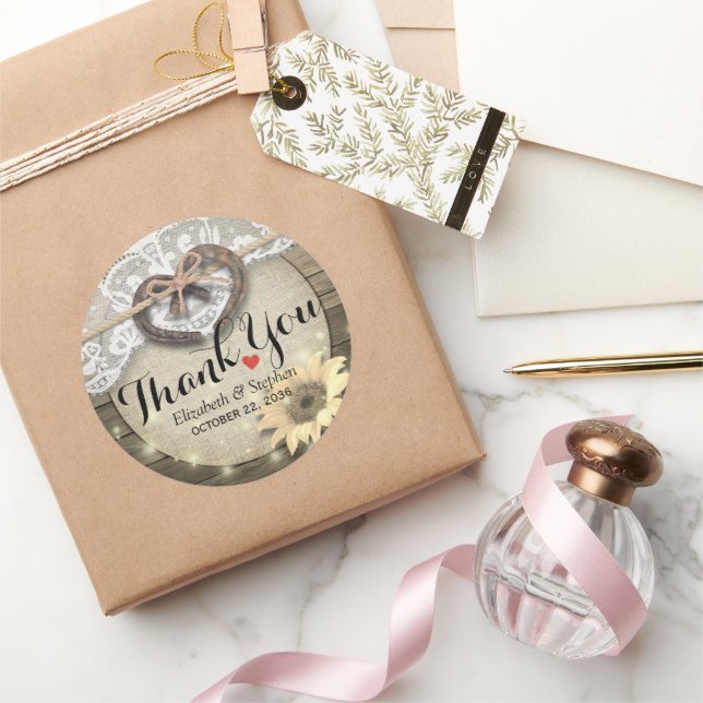 Sticker Rond Horseshoe Mariage campagnard de  en bois de tourne (Cadeaux)