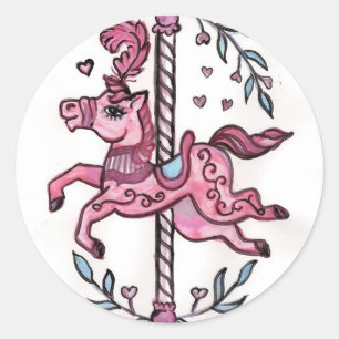 Sticker Rond Horsie rose de manège