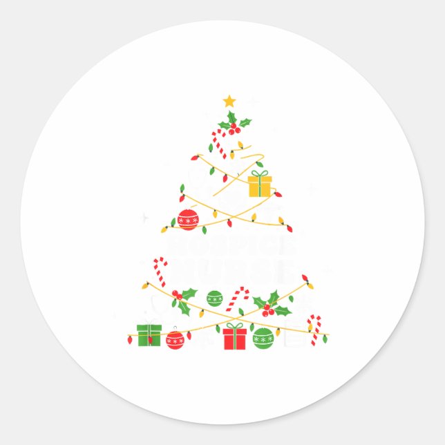 Sticker Rond Hosce Nurse Christmas Tree Lights Womens Mens Kids (Devant)
