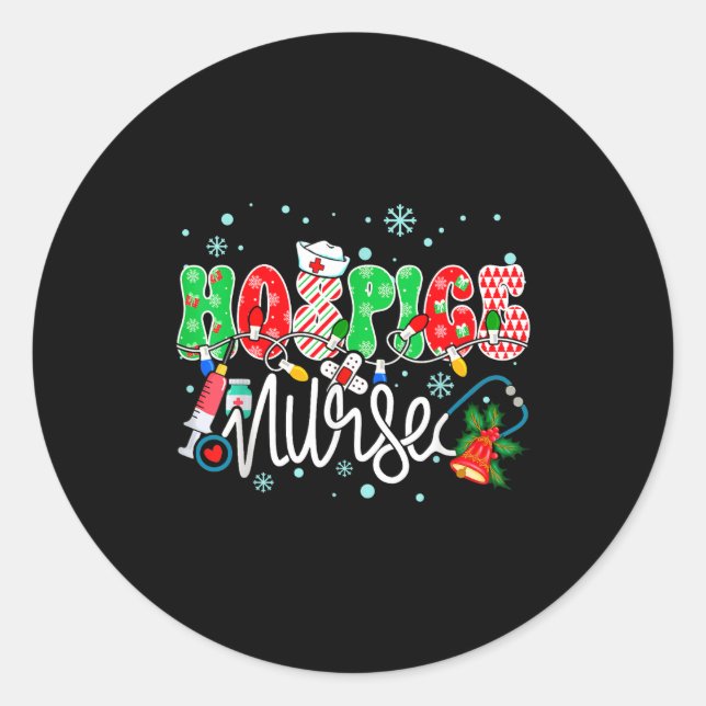 Sticker Rond Hosce Nurse Funny Xmas Light Stethoscope Christmas (Devant)