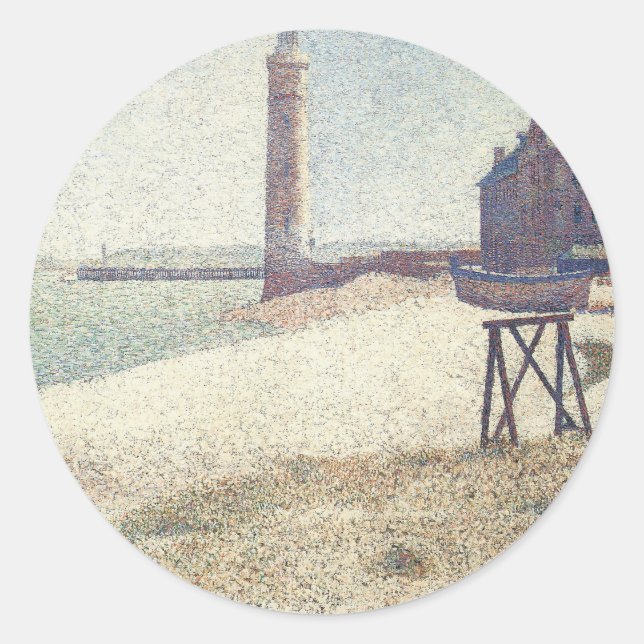 Sticker Rond Hospice et phare, Honfleur par Georges Seurat (Devant)