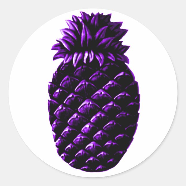 Sticker Rond Hospitalité Ananas Purple Le MUSÉE Zazzle Gif (Devant)