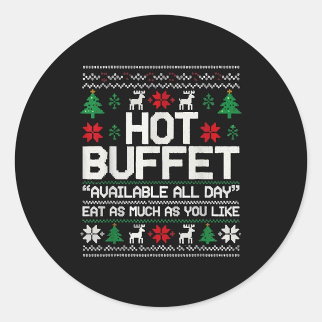 Sticker Rond Hot Buffet Available All Day Eat As Much As You Li (Devant)